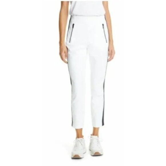 Rag & Bone The Classic Simone Pants White‎ Black Side Stripe Zip Pockets 6 $325 - Picture 1 of 14